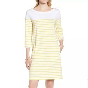 1901 Stripe Cotton Knit Shift Dress Yellow